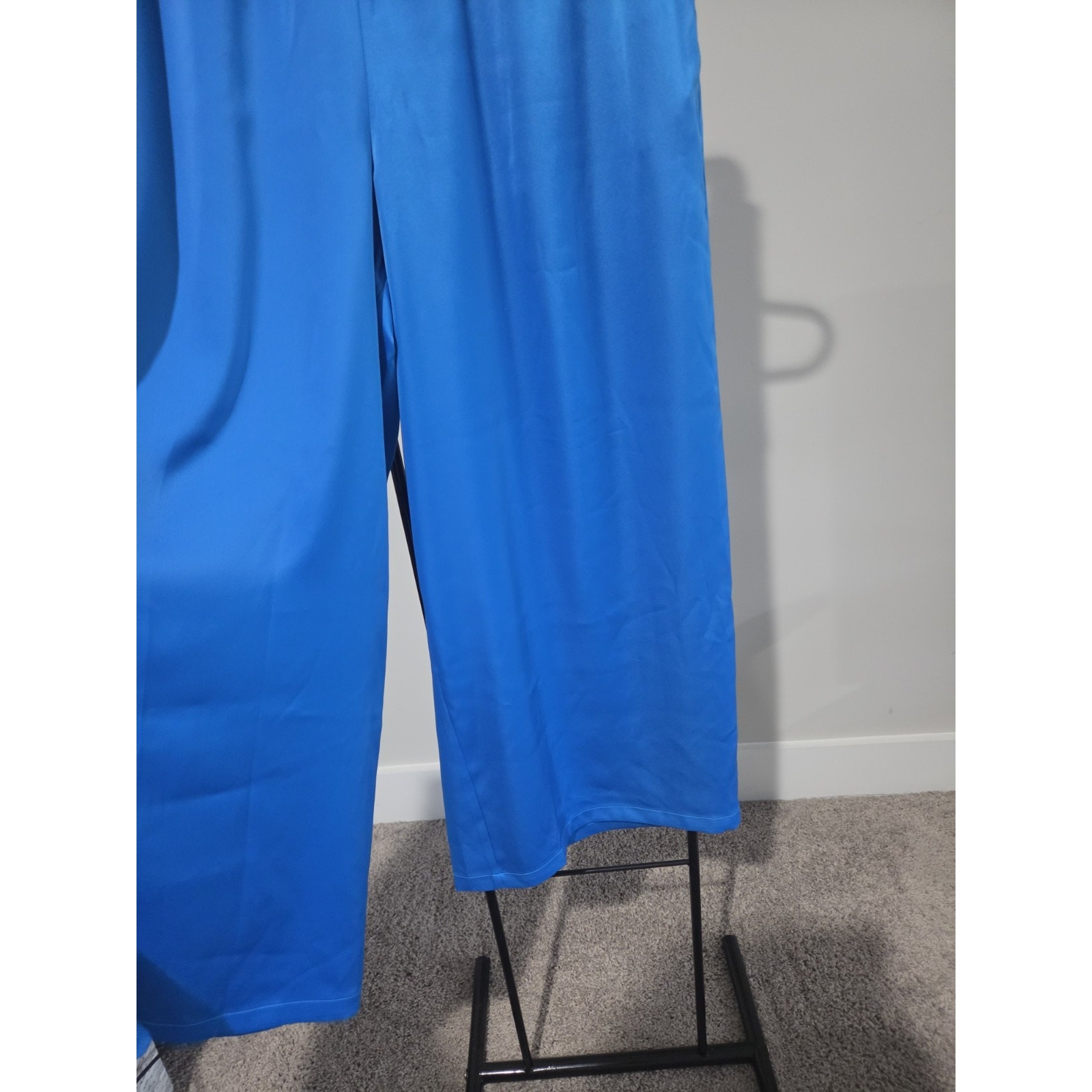 Carla Rockmore Petite M Turquoise Blue Wide Leg Pull On Satin Pant A693745 Nwot — image 3 of 8